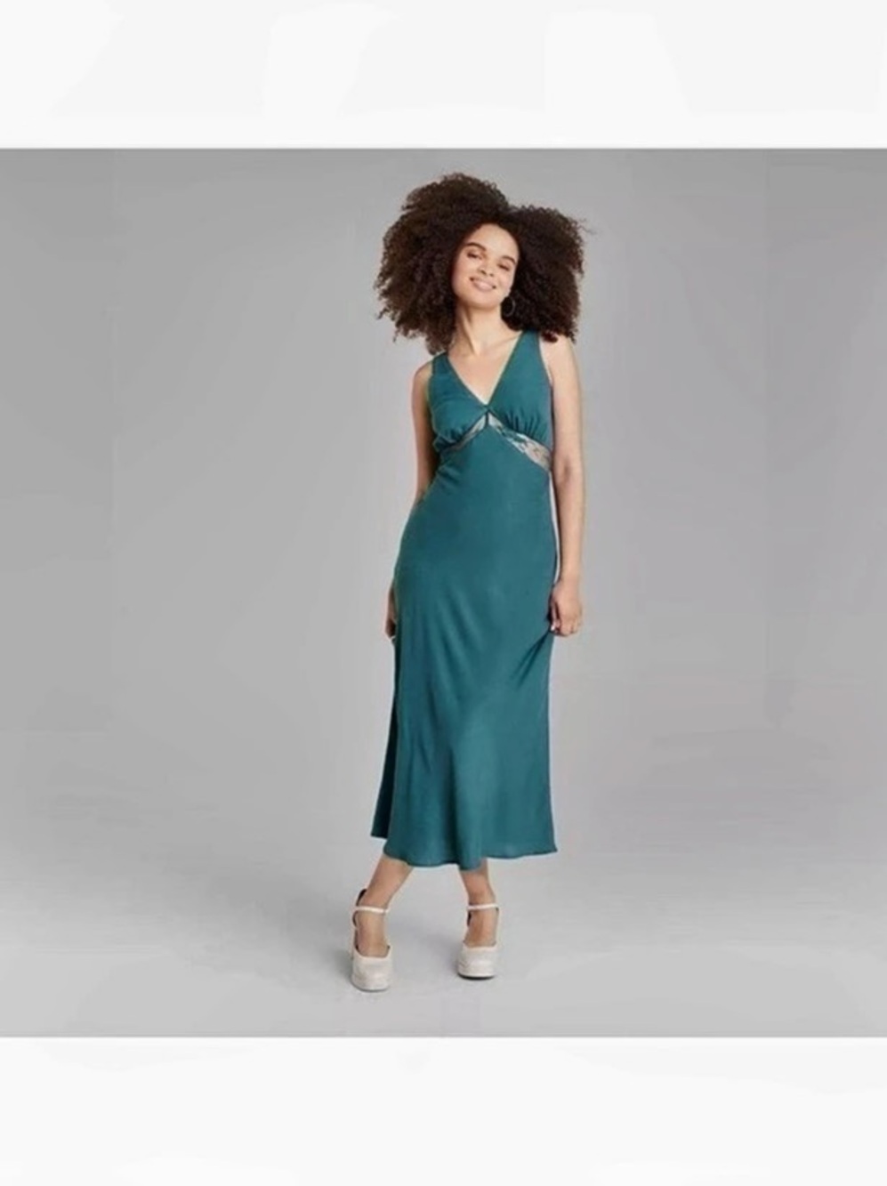 Wild Fable Lace Cutout Maxi Slip Dress Blue Medium